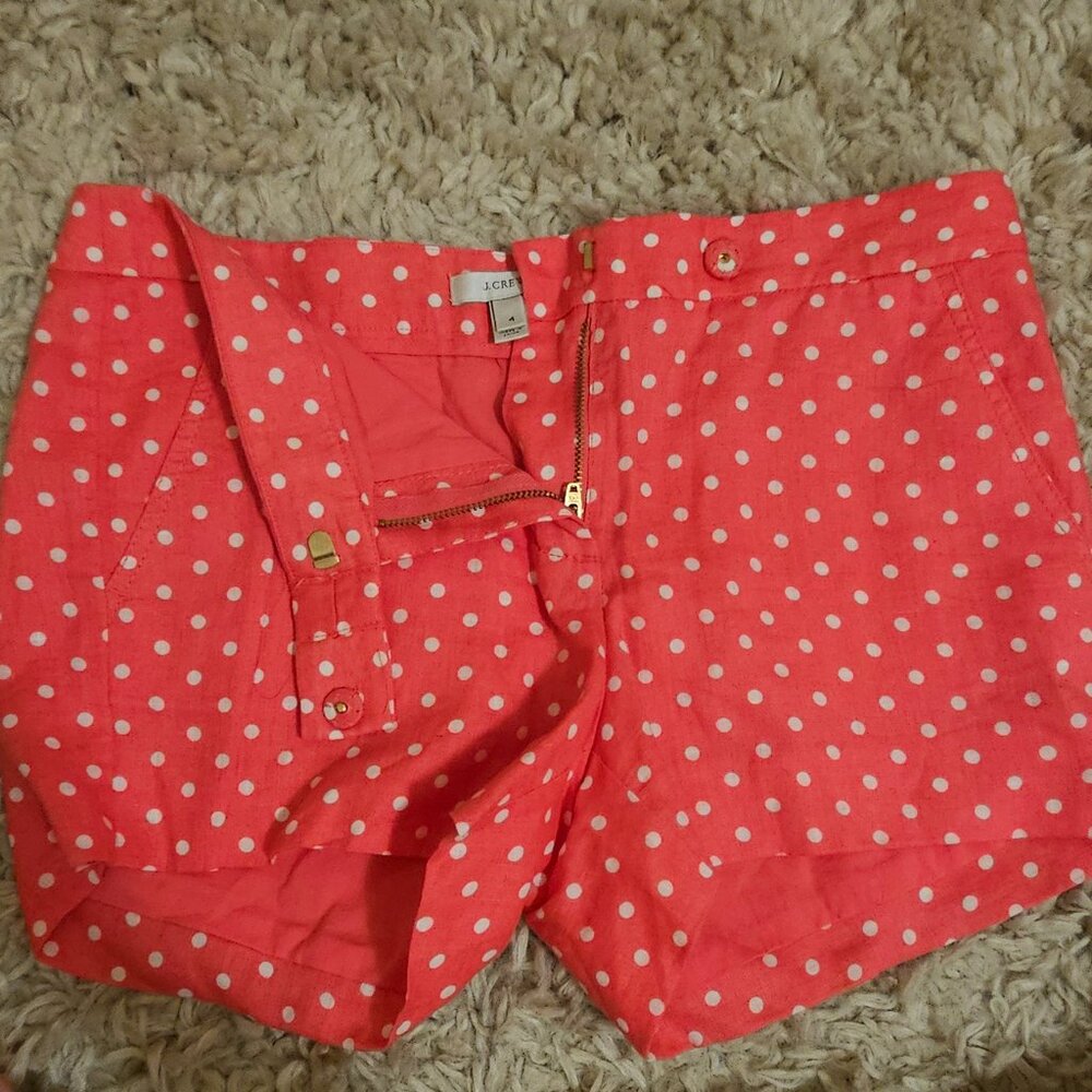 J. Crew size 4 linen polka dot shorts